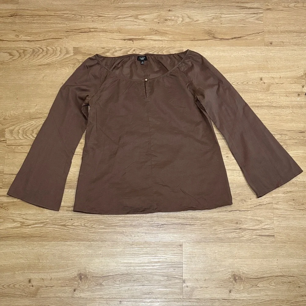 Talbots Dark Brown Flowy Blouse NWOT